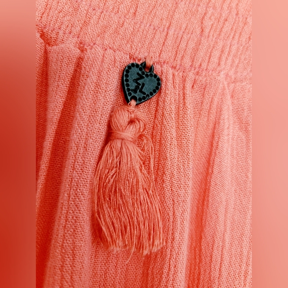 Z&L Europe Deja 100% Viscose Elegant Coral Off-Shoulder Embroidered Dress Large - Picture 12 of 16